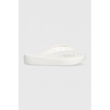 Crocs șlapi Classic Platform Flip femei, culoarea alb, cu platformă 207714 de firma originali