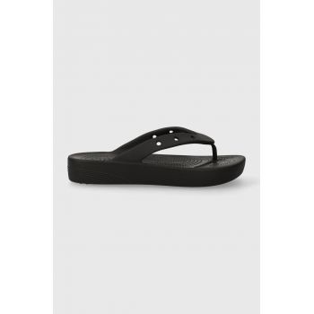 Crocs șlapi Classic Platform Flip femei, culoarea negru, cu platformă 208727 ieftini