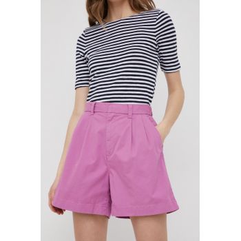 GAP pantaloni scurti femei, culoarea violet, neted, high waist ieftini