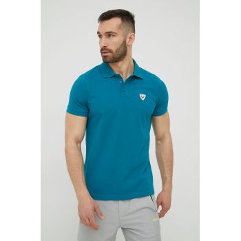 Rossignol polo de bumbac culoarea verde, neted ieftin