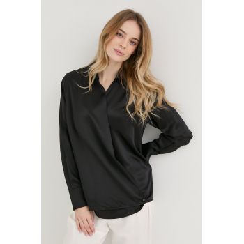 Victoria Beckham bluza de matase femei, culoarea negru, neted de firma originala