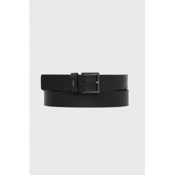 HUGO curea de piele barbati, culoarea negru