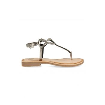 Sandale de piele cu bareta separatoare si aspect impletit Fyfee Sandale de piele cu bareta separatoare si aspect impletit Fyfee