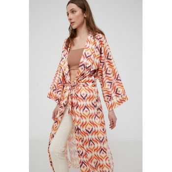 Answear Lab kimono culoarea portocaliu, oversize, modelator ieftin