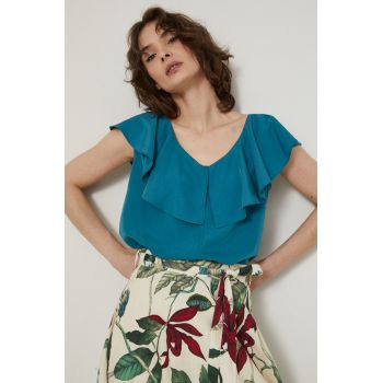 Medicine bluza femei, culoarea verde, neted