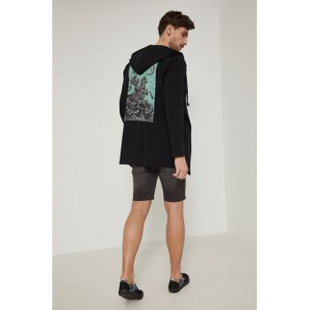Medicine hanorac de bumbac barbati, culoarea negru, cu imprimeu