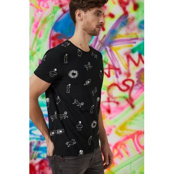 Medicine tricou din bumbac culoarea negru, cu imprimeu
