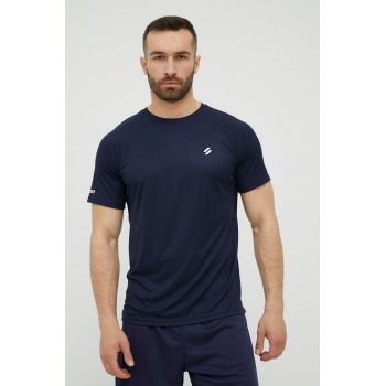 Superdry tricou barbati, culoarea albastru marin, cu imprimeu