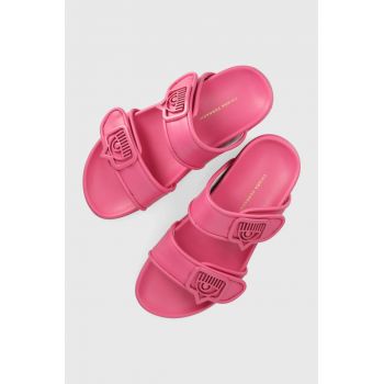 Chiara Ferragni papuci femei, culoarea roz, cu platforma