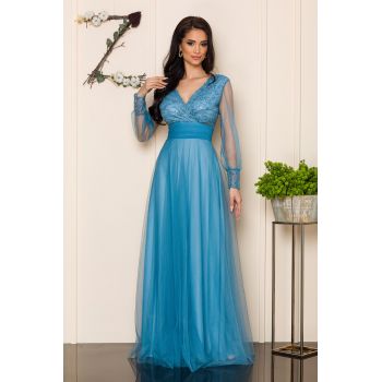 Rochie de ocazie din tull cu dantela Dinasty Bleu
