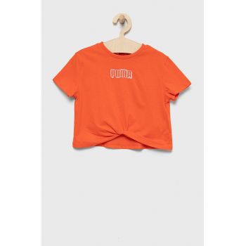 Puma tricou de bumbac pentru copii 846949 culoarea portocaliu