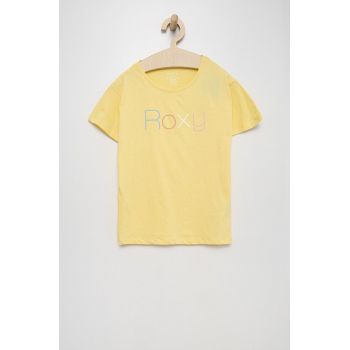 Roxy tricou de bumbac pentru copii culoarea galben