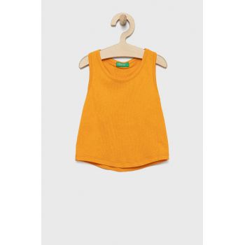 United Colors of Benetton top din bumbac pentru copii culoarea portocaliu