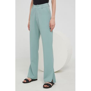 Answear Lab pantaloni femei, culoarea verde, drept, high waist