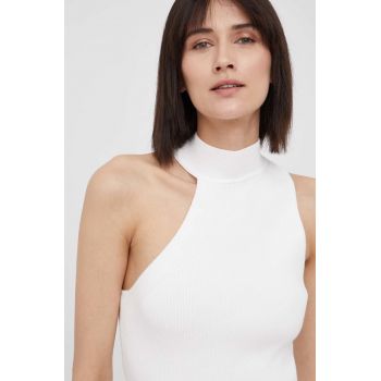 Dkny top femei, culoarea bej, cu turtleneck ieftin