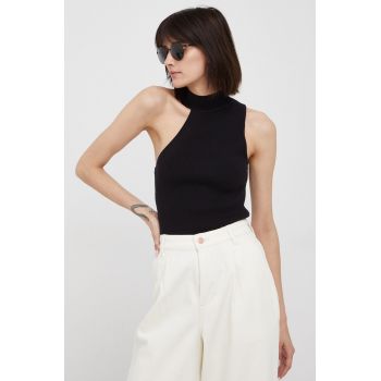 Dkny top femei, culoarea negru, cu turtleneck