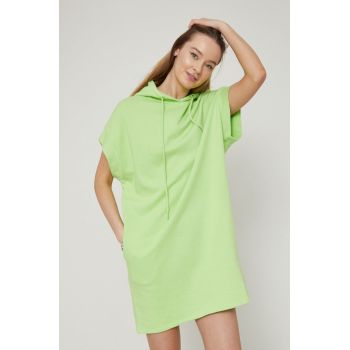 Medicine rochie din bumbac culoarea verde, mini, oversize