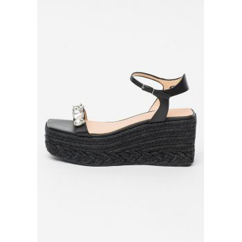 Sandale wedge de piele cu strasuri Osia