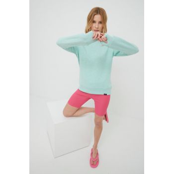 Superdry bluza femei, culoarea verde, melanj