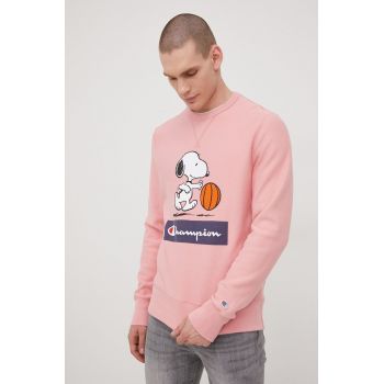 Champion hanorac de bumbac 217798 barbati, culoarea portocaliu, cu imprimeu