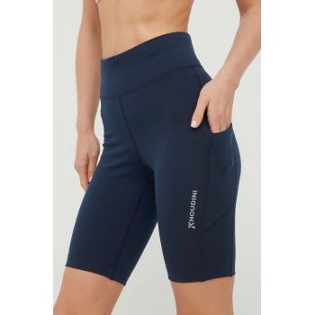 Houdini pantaloni scurti sport Adventure femei, culoarea albastru marin, neted, high waist ieftini