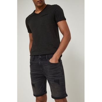 Medicine pantaloni scurti jeans barbati, culoarea negru