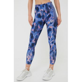 New Balance leggins de alergare Printed Impact Run WP21274NSY femei, culoarea albastru marin, modelator