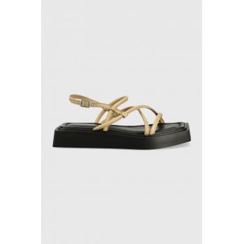 Vagabond sandale de piele Evy femei, culoarea bej, cu platforma