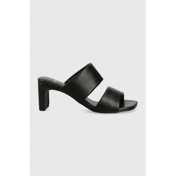 Vagabond slapi de piele Luisa femei, culoarea negru, cu toc drept