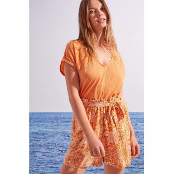 women'secret pantaloni scurti de pijama Capri femei, culoarea maro