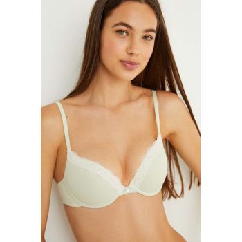 women'secret sutien Cotton Time culoarea verde, neted de firma original