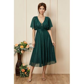 Rochie de ocazie din voal cu glitter Darling Verde