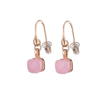 Earrings Metallic Rose Gold With Pink Opaque Crystals 03L15-00989