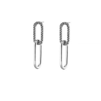 Earrings Metallic Silver With Oval Elements 03L15-01008