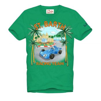 Man Green Cotton T-Shirt With Print S