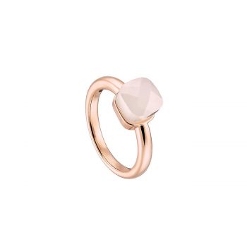 Ring Metallic Rose Gold With White Opaque Crystal 50