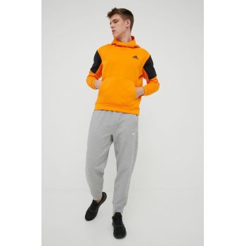 adidas Performance bluza HE9819 barbati, culoarea portocaliu, cu imprimeu