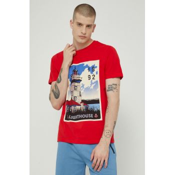 Medicine tricou barbati, culoarea rosu, cu imprimeu