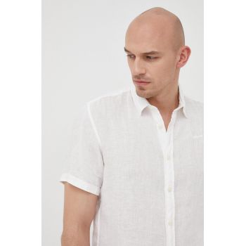Pepe Jeans camasa de in Parks barbati, culoarea alb, cu guler clasic, regular