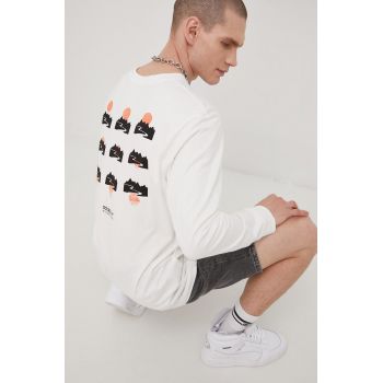 adidas Originals longsleeve din bumbac HF4783 culoarea alb, cu imprimeu