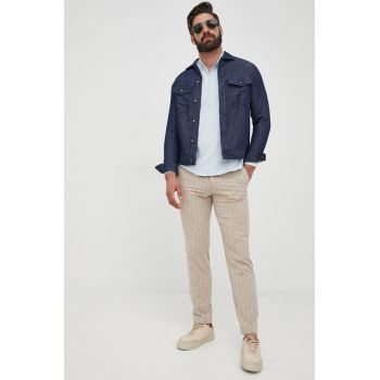 Sisley pantaloni barbati, culoarea bej, drept de firma originali