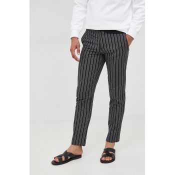 Sisley pantaloni barbati, culoarea negru, drept