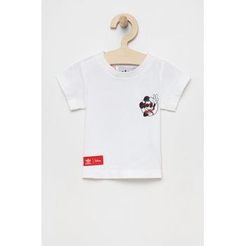 adidas Originals tricou de bumbac pentru copii Disney HF7523 culoarea alb, cu imprimeu