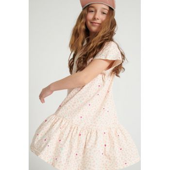 Femi Stories rochie din bumbac pentru copii culoarea bej, mini, drept