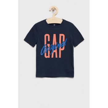 GAP tricou de bumbac pentru copii culoarea albastru marin, cu imprimeu