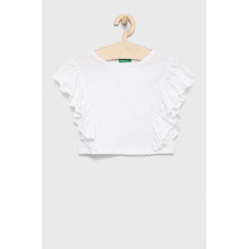 United Colors of Benetton bluza copii culoarea alb, neted