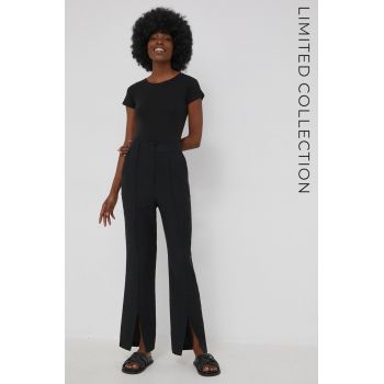 Answear Lab X limited festival collection BE BRAVE pantaloni femei, culoarea negru