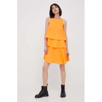 Armani Exchange rochie culoarea portocaliu, mini, drept