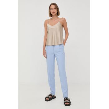 Bruuns Bazaar pantaloni femei, fason tigareta, high waist