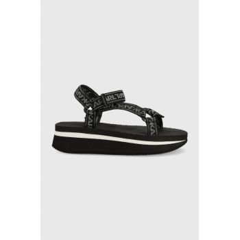 Karl Lagerfeld sandale Velocita Wedge femei, culoarea negru, cu platforma